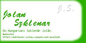 jolan szklenar business card